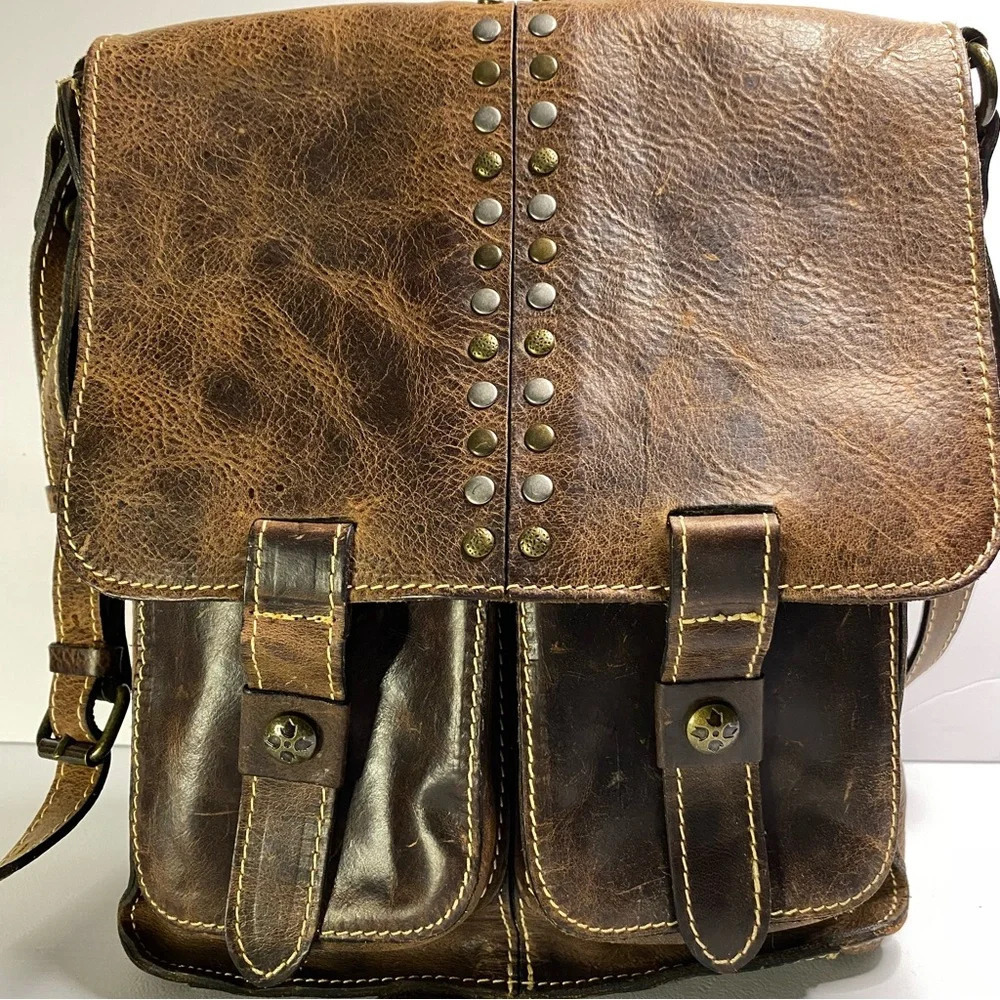 Patricia Nash Armeno Crossbody dark Leather Bag - Picture 2 of 15